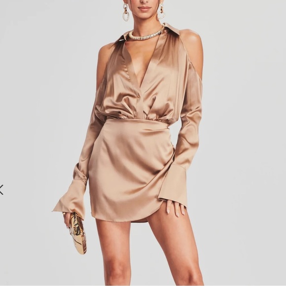 SER.O.YA The Shea Dress tan silk mini dress- size XS - Picture 3 of 11